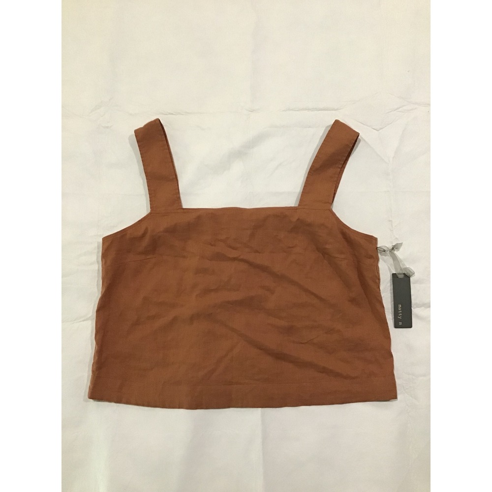 Matty M Womens Rust Brown Button Front Tank Top Square Neck Sleeveless XL NWT - Picture 3 of 3